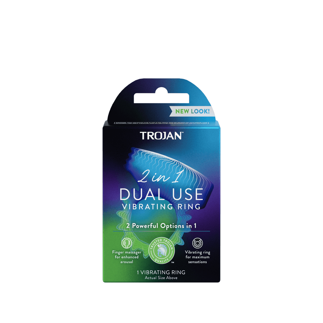 TROJAN 2-N-1 VIBRATING RING MASSAGER 1CT